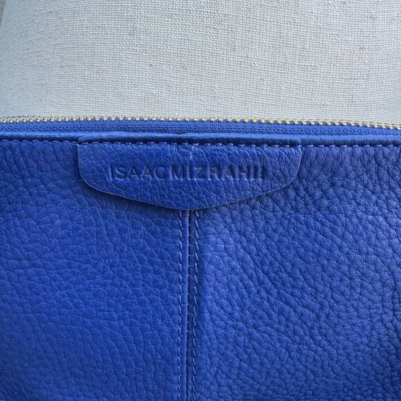 Isaac Mizrahi Crossbody Genuine Leather Bag Blue Tassel Adjustable Strap New - Picture 9 of 13